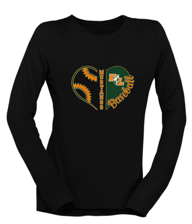 East Lincoln Mustangs Heart Baseball Women's Premium LS T-Shirt