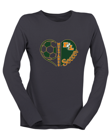 East Lincoln Mustangs Heart Soccer Women's LS T-Shirt