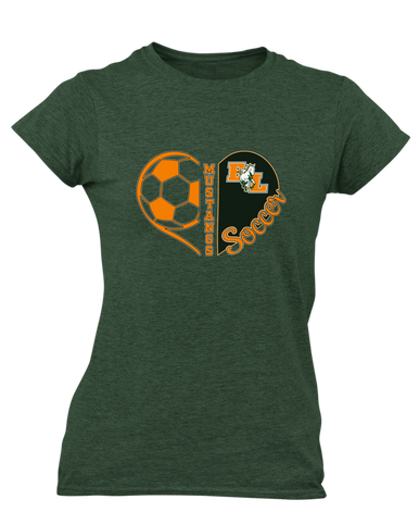 East Lincoln Mustangs Heart Soccer Women's SS T-Shirt