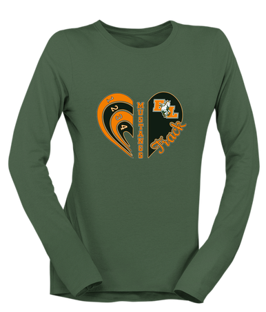 East Lincoln Mustangs Heart Track Women's LS T-Shirt