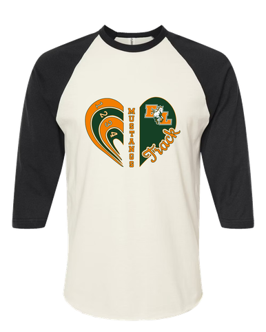 East Lincoln Mustangs Heart Track Women's Baseball T-Shirt