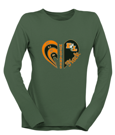 East Lincoln Mustangs Heart Track Women's Premium LS T-Shirt