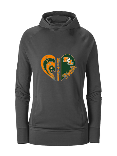 East Lincoln Mustangs Heart Track Women's Hoodie