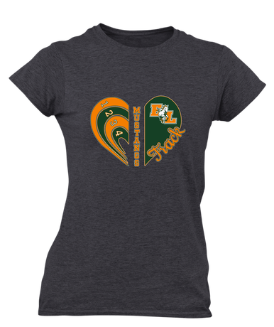 East Lincoln Mustangs Heart Track Women's SS T-Shirt