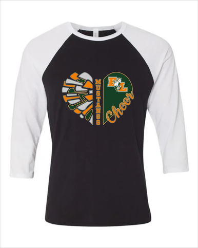 East Lincoln Mustangs Heart Cheer Women's Baseball T-Shirt