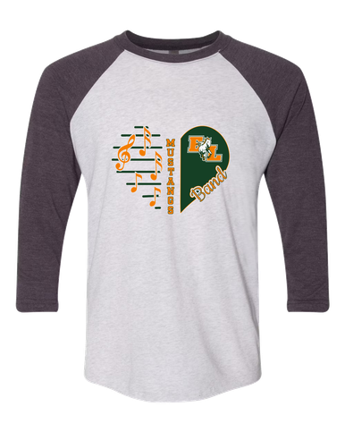 East Lincoln Mustangs Heart Band Women's Baseball T-Shirt