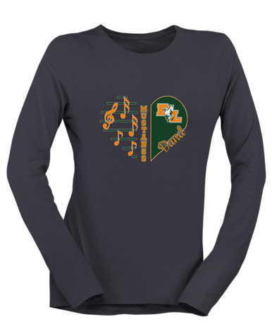 East Lincoln Mustangs Heart Band Women's LS T-Shirt