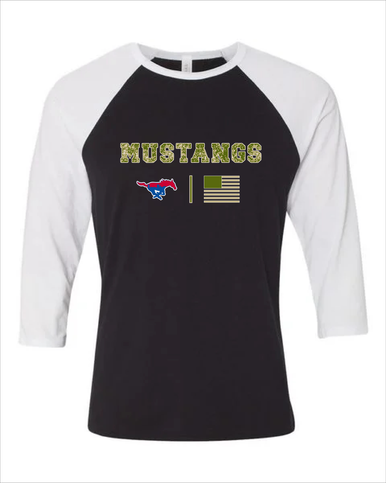 Parkland Mustangs Camo Flag Women's Baseball T-Shirt