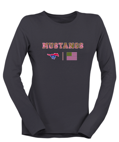 Parkland Mustangs Pink Camo Flag Women's LS T-Shirt