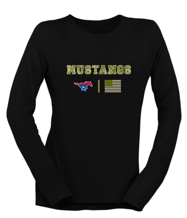 Parkland Mustangs Camo Flag Women's LS T-Shirt