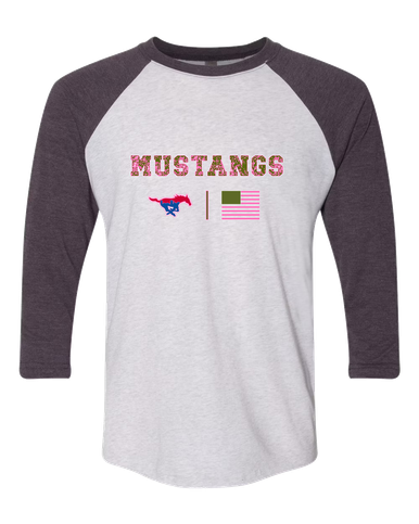 Parkland Mustangs Pink Camo Flag Women's Baseball T-Shirt
