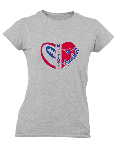 Parkland Mustangs Heart Football Women's SS T-Shirt