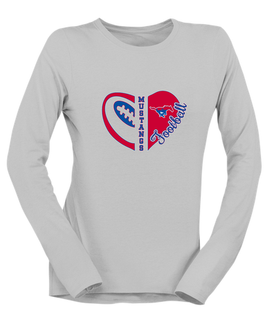 Parkland Mustangs Heart Football Women's LS T-Shirt