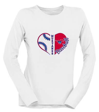 Parkland Mustangs Heart Baseball Women's LS T-Shirt