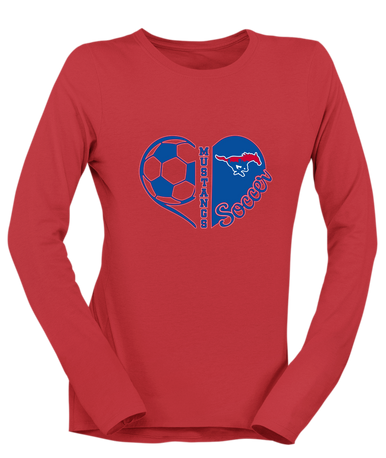 Parkland Mustangs Heart Soccer Women's LS T-Shirt