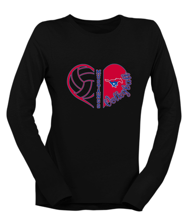 Parkland Mustangs Heart Volleyball Women's LS T-Shirt