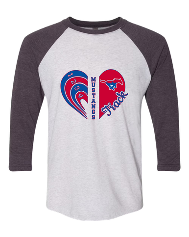 Parkland Mustangs Heart Track Women's Baseball T-Shirt
