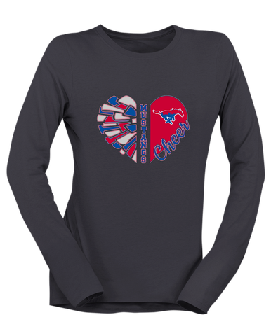 Parkland Mustangs Heart Cheer Women's LS T-Shirt