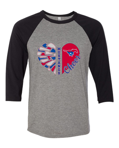 Parkland Mustangs Heart Cheer Women's Baseball T-Shirt