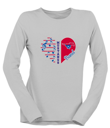 Parkland Mustangs Heart Band Women's LS T-Shirt