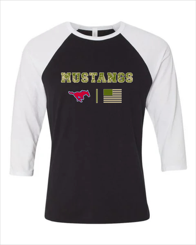 Thomas Jefferson Mustangs Camo Flag Women's Baseball T-Shirt