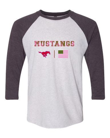 Thomas Jefferson Mustangs Pink Camo Flag Women's Baseball T-Shirt