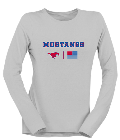 Thomas Jefferson Mustangs Team Colors Flag Women's LS T-Shirt