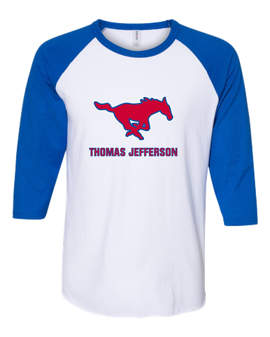 Thomas Jefferson Mustangs Mascot #2 Women's Baseball T-Shirt