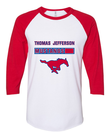 Thomas Jefferson Mustangs Mascot #7 Women's Baseball T-Shirt