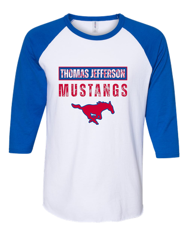 Thomas Jefferson Mustangs Mascot #9 Women's Baseball T-Shirt