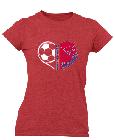 Thomas Jefferson Mustangs Heart Soccer Women's SS T-Shirt