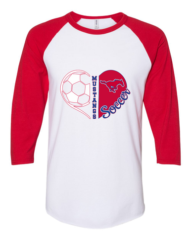 Thomas Jefferson Mustangs Heart Soccer Women's Baseball T-Shirt
