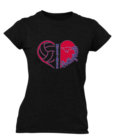 Thomas Jefferson Mustangs Heart Volleyball Women's SS T-Shirt
