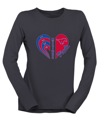 Thomas Jefferson Mustangs Heart Track Women's Premium LS T-Shirt
