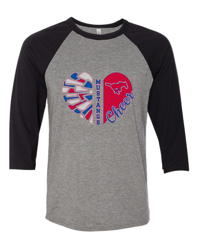 Thomas Jefferson Mustangs Heart Cheer Women's Baseball T-Shirt