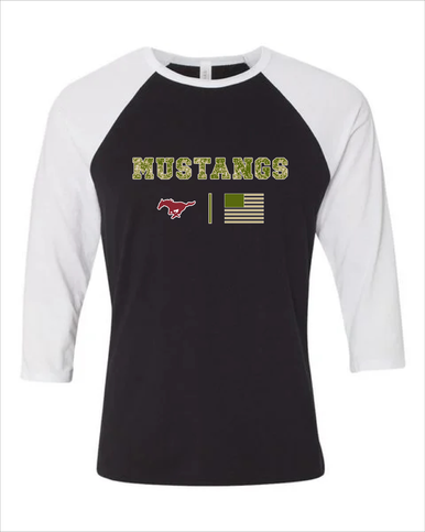 Westfield Mustangs Camo Flag Women's Baseball T-Shirt