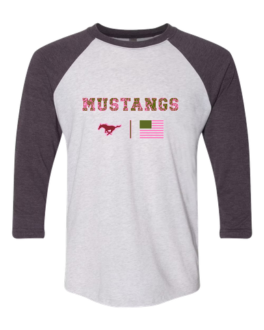 Westfield Mustangs Pink Camo Flag Women's Baseball T-Shirt