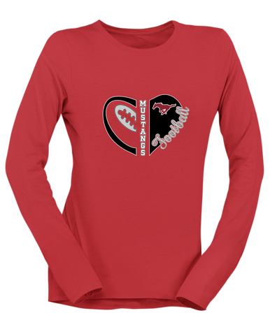 Westfield Mustangs Heart Football Women's LS T-Shirt
