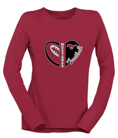 Westfield Mustangs Heart Football Women's Premium LS T-Shirt