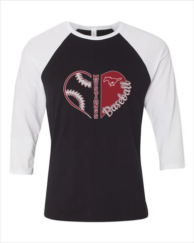 Westfield Mustangs Heart Baseball Women's Baseball T-Shirt