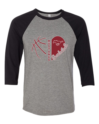 Westfield Mustangs Heart Basketball Women's Baseball T-Shirt