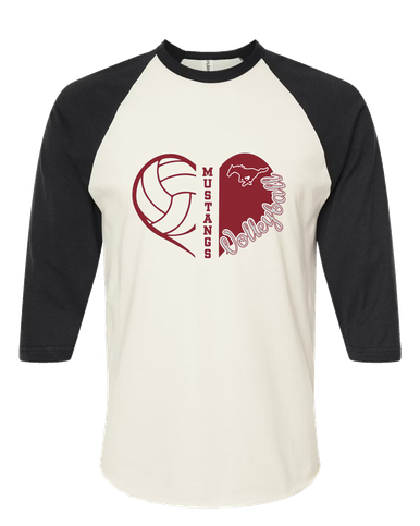 Westfield Mustangs Heart Volleyball Women's Baseball T-Shirt
