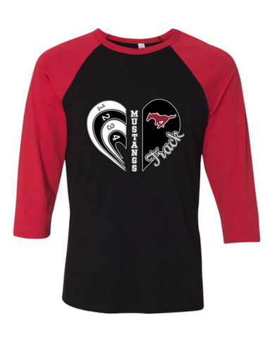 Westfield Mustangs Heart Track Women's Baseball T-Shirt