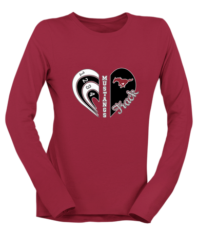 Westfield Mustangs Heart Track Women's Premium LS T-Shirt