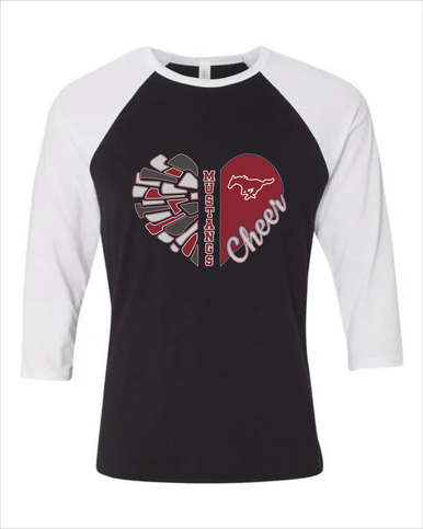 Westfield Mustangs Heart Cheer Women's Baseball T-Shirt