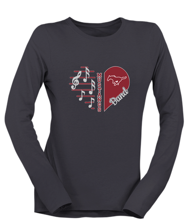 Westfield Mustangs Heart Band Women's LS T-Shirt