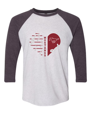 Westfield Mustangs Heart Band Women's Baseball T-Shirt