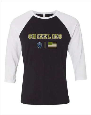 Copper Hills Grizzlies Camo Flag Men's Baseball T-Shirt