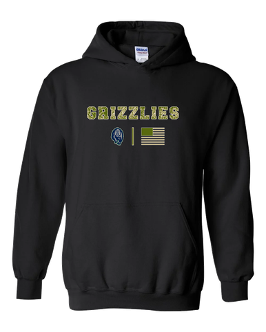 Copper Hills Grizzlies Camo Flag Men's Hoodie
