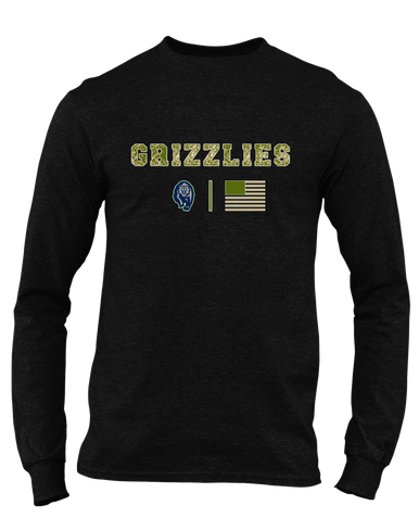 Copper Hills Grizzlies Camo Flag Men's LS T-Shirt